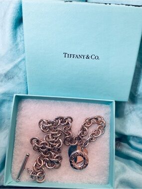 Tiffany & Co. Sterling Silver 925 Heart Tag & logo Toggle Necklace